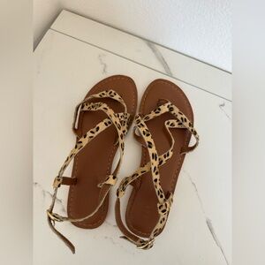 Topshop 100% leather upper Leopard Print Strappy Sandals